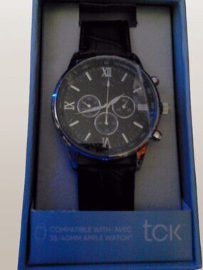 Black Leather Men’s Military‑Style Watch